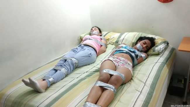 Silly Latina Girls Tied Up T Worship Each Others Feet By Strict MILF